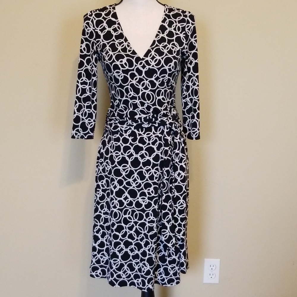 AB Studio Faux 3/4 Sleeve Wrap Dress